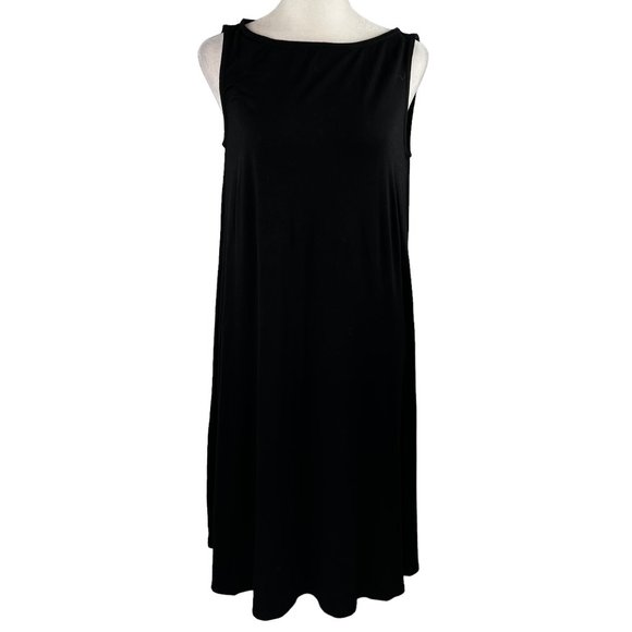 Eileen Fisher Dresses & Skirts - EILEEN FISHER Black Viscose/Spandex Jewel Neck Sleeveless Dress Size Sma…